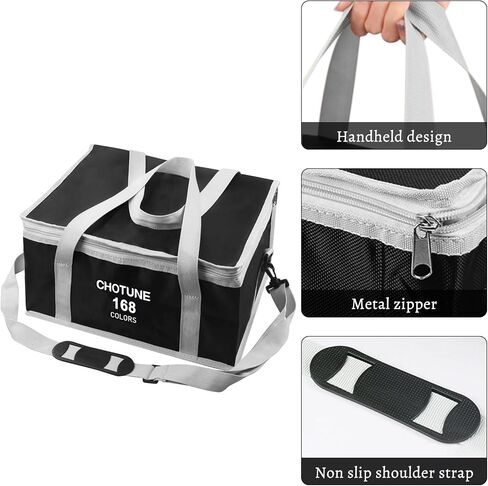 Chris.W 262 Slots Marker Pen Case Markers Carrying Bag Holder for Marker and Sketch Marker, Permanent Paint Marker, Dry Erase Marker, Repair Marker Pen, Color Highlighter(Black) in Saudi Arabia