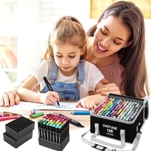 Chris.W 262 Slots Marker Pen Case Markers Carrying Bag Holder for Marker and Sketch Marker, Permanent Paint Marker, Dry Erase Marker, Repair Marker Pen, Color Highlighter(Black) in Saudi Arabia