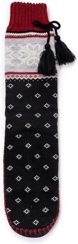 MUK LUKS Women's Tassel Slipper Sock (1 Pair Pack), Red, L/XL in Saudi Arabia