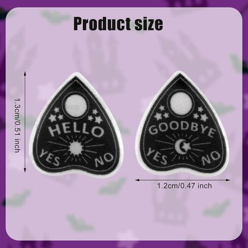 Witch Ghost Ouija Board Earrings, Creative Hello Goodbye Witchy Planchette Anatomical Heart Gothic Earrings Stylish Goth Punk Witchy Jewelry for Women (Black) in Saudi Arabia