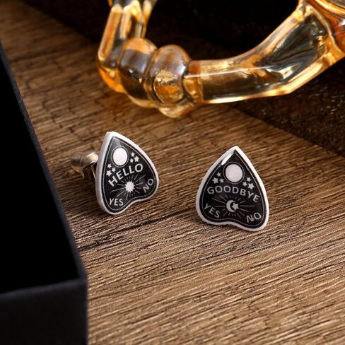 Witch Ghost Ouija Board Earrings, Creative Hello Goodbye Witchy Planchette Anatomical Heart Gothic Earrings Stylish Goth Punk Witchy Jewelry for Women (Black) in Saudi Arabia