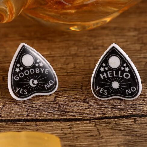 Witch Ghost Ouija Board Earrings, Creative Hello Goodbye Witchy Planchette Anatomical Heart Gothic Earrings Stylish Goth Punk Witchy Jewelry for Women (Black) in Saudi Arabia