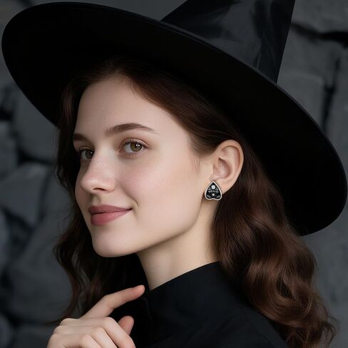 Witch Ghost Ouija Board Earrings, Creative Hello Goodbye Witchy Planchette Anatomical Heart Gothic Earrings Stylish Goth Punk Witchy Jewelry for Women (Black) in Saudi Arabia