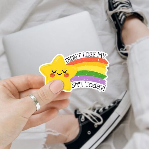 (3Pcs) Didn't Lose My Sh*t Today Sticker, Funny Star Bumper Sticker, Gold Star Stickers, Rainbow Vinyl Stickers, Inspirational Quote Decal - Sticker for Laptop Water Bottle Phone Hard Hat 3" in Saudi Arabia