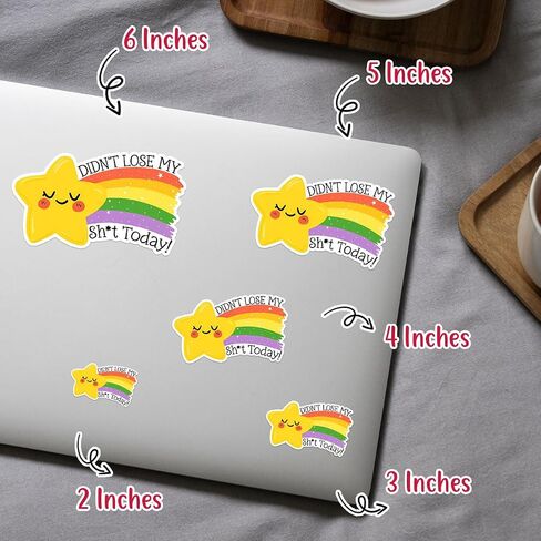 (3Pcs) Didn't Lose My Sh*t Today Sticker, Funny Star Bumper Sticker, Gold Star Stickers, Rainbow Vinyl Stickers, Inspirational Quote Decal - Sticker for Laptop Water Bottle Phone Hard Hat 3" in Saudi Arabia