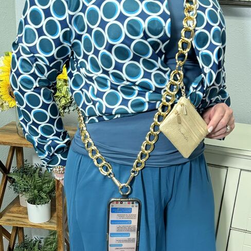 Clip and Go Double Link Chain (Silver - Silver Pouch) – Stylish Phone Lanyard Crossbody with Wallet for Women, Hands-Free Carrying and Adjustable Crossbody Chain Strap in Kuwait