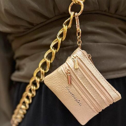 Clip and Go Double Link Chain (Silver - Silver Pouch) – Stylish Phone Lanyard Crossbody with Wallet for Women, Hands-Free Carrying and Adjustable Crossbody Chain Strap in Kuwait