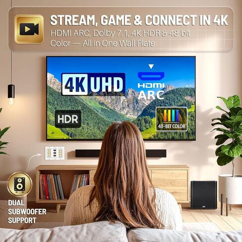 TNP Home Theater Wall Plate - 3-Gang 7.2 Surround Sound Distribution w/Premium Gold Plated Copper Banana Binding Post Coupler for 7 Speakers, 2 RCA Jack for Subwoofer, 3 HDMI Port for UHD 4K HD 1080P in Saudi Arabia