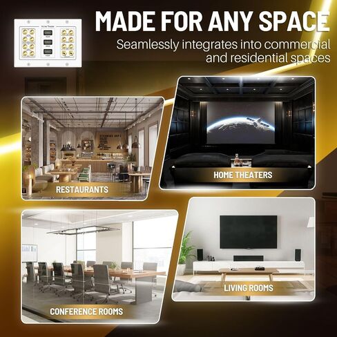 TNP Home Theater Wall Plate - 3-Gang 7.2 Surround Sound Distribution w/Premium Gold Plated Copper Banana Binding Post Coupler for 7 Speakers, 2 RCA Jack for Subwoofer, 3 HDMI Port for UHD 4K HD 1080P in Saudi Arabia
