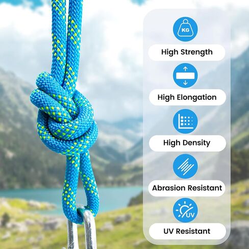 Double Braid Polyester Rope 1/2inch 50ft, 5290lbs Breaking Strength, Blue Arborist Rigging Rope for Various Indoor Outdoor Applications Hiking Camping Swing Sailing in Saudi Arabia