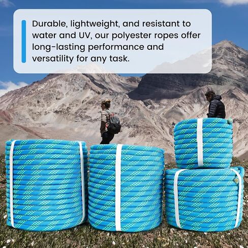 Double Braid Polyester Rope 1/2inch 50ft, 5290lbs Breaking Strength, Blue Arborist Rigging Rope for Various Indoor Outdoor Applications Hiking Camping Swing Sailing in Saudi Arabia