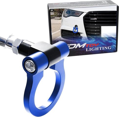 iJDMTOY Red Track Racing Style Tow Hook Ring متوافق مع 2008-up Audi A4 A5 A6 A7 S4 S5 S6 S7، مصنوعة من الألومنيوم خفيف الوزن CNC in Saudi Arabia