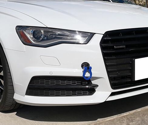 iJDMTOY Red Track Racing Style Tow Hook Ring متوافق مع 2008-up Audi A4 A5 A6 A7 S4 S5 S6 S7، مصنوعة من الألومنيوم خفيف الوزن CNC in Saudi Arabia