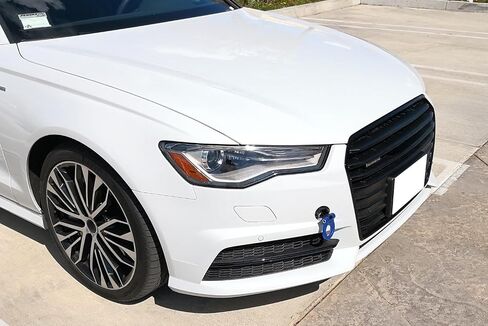 iJDMTOY Red Track Racing Style Tow Hook Ring متوافق مع 2008-up Audi A4 A5 A6 A7 S4 S5 S6 S7، مصنوعة من الألومنيوم خفيف الوزن CNC in Saudi Arabia