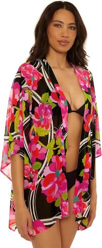 Trina Turk Women's Standard Bougainvillea Open Front Tunic, Casual, Floral Print, Beach Cover Ups, Multicolor in Kuwait
