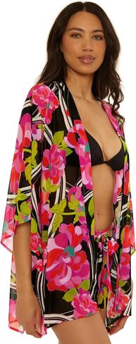Trina Turk Women's Standard Bougainvillea Open Front Tunic, Casual, Floral Print, Beach Cover Ups, Multicolor in Kuwait