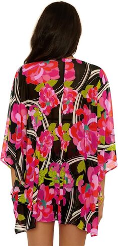 Trina Turk Women's Standard Bougainvillea Open Front Tunic, Casual, Floral Print, Beach Cover Ups, Multicolor in Kuwait