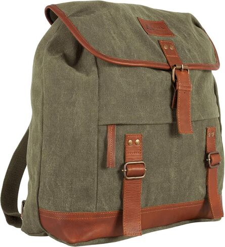 حقيبة ظهر للمغامرات من Fox Outdoor Products - حقيبة ظهر قماشية قطنية واسعة سعة 25 لترًا للتخييم التكتيكي مع زخرفة جلدية in Kuwait