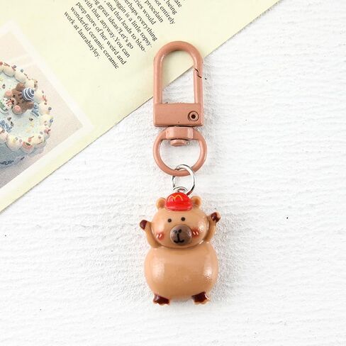 3Pcs Cartoon Resin Capybara Keychain 3D Capibara Women's Backpack Pendant Diy Car Keychain Accessories,Brown in Saudi Arabia
