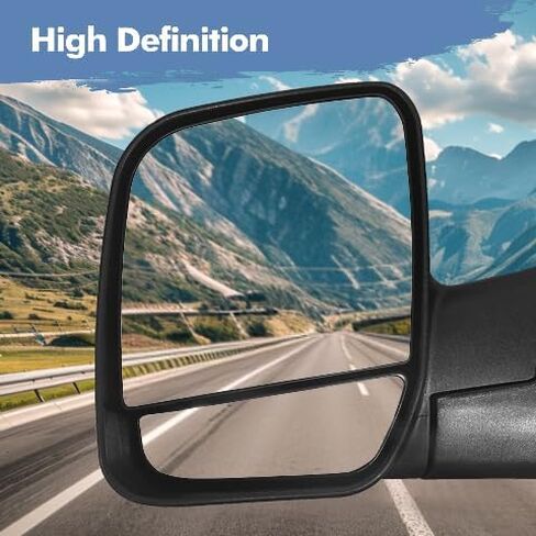 PM Auto Left Driver Side Manual Foldaway View Mirror Dual Glass Chrome/Flat Black Textured For 2003 2004 Ford Econoline in Saudi Arabia
