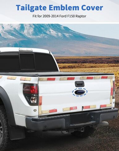 غطاء شعار الباب الخلفي مزين بشعار خلفي وشعار خلفي مناسب لـ 2009-2014 Ford F150 F-150 Raptor (أسود) in Kuwait