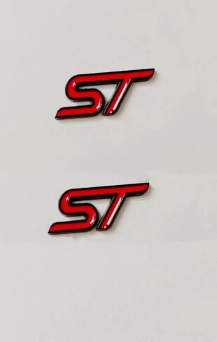 2X ST Badge ملصق سيارة معدني ثلاثي الأبعاد (أحمر فضي in Kuwait