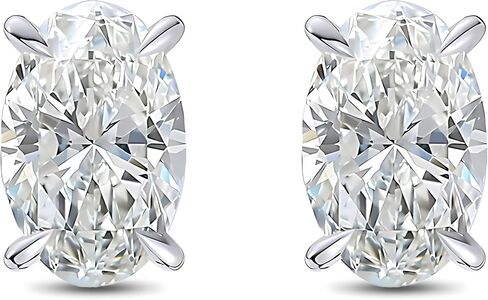 Faux Diamond Stud Earrings For Women 10mm Oval Cut 14k Gold Plated Sterling Silver 5ct Cubic Zirconia Earring Studs for Her by Ginger Lyne Pierced Jewelry For Her in Saudi Arabia