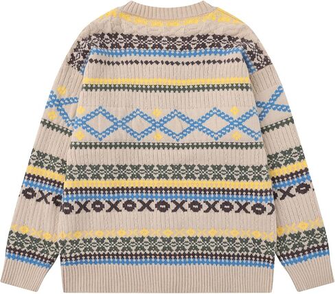Vamtac Oversized Cardigan Fair Isle Motorcycle Graphic Fall Sweaters Y2k Unisex Soft Vintage Knit Sweater Trendy Tops in Saudi Arabia