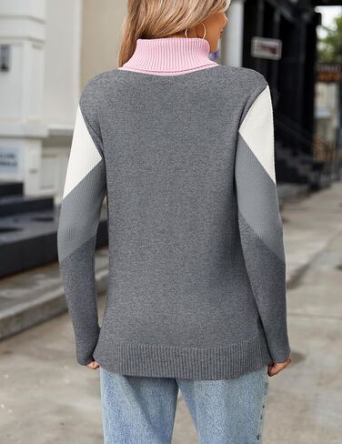 Zeagoo Women's Turtleneck Sweater Fall Winter 2025 Long Sleeve Chunky Knitted Trendy Pullover Tops V-Pink, Medium in Saudi Arabia