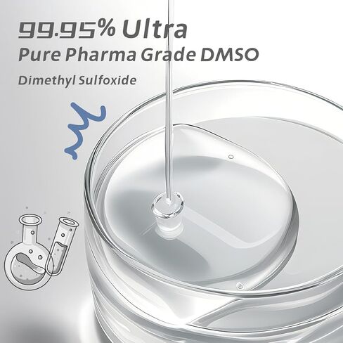 ثنائي ميثيل سلفوكسيد (DMSO) سائل نقي بنسبة 99.95% |8 أونصة. DMSO فارما الصف غير المخفف | غير مخفف وعديم الرائحة، موجود في زجاجة زجاجية فاخرة in Kuwait