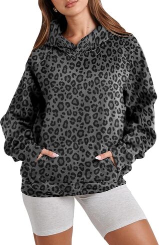 Ythomm Womens Cheetah Print Hoodie Oversized Leopard Graphic Fleece Hooded Sweatshirts Long Sleeve Pullover Tops With Pocket in Saudi Arabia
