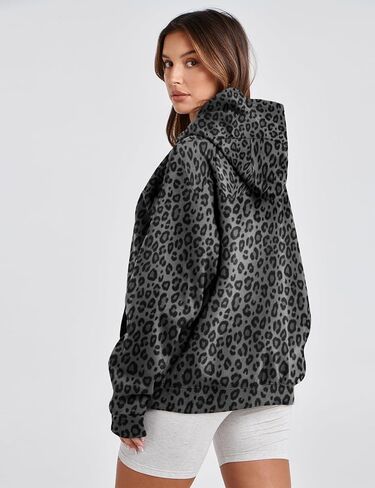 Ythomm Womens Cheetah Print Hoodie Oversized Leopard Graphic Fleece Hooded Sweatshirts Long Sleeve Pullover Tops With Pocket in Saudi Arabia