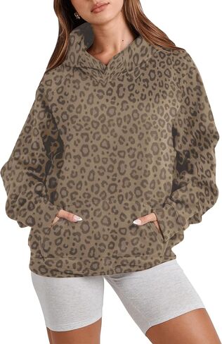 Ythomm Womens Cheetah Print Hoodie Oversized Leopard Graphic Fleece Hooded Sweatshirts Long Sleeve Pullover Tops With Pocket in Saudi Arabia