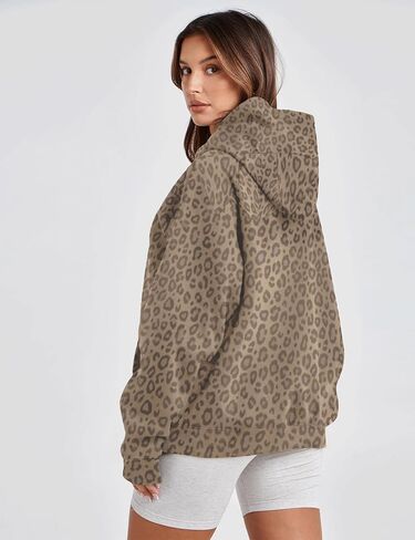 Ythomm Womens Cheetah Print Hoodie Oversized Leopard Graphic Fleece Hooded Sweatshirts Long Sleeve Pullover Tops With Pocket in Saudi Arabia