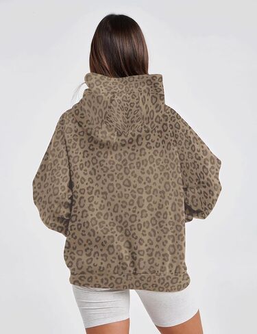 Ythomm Womens Cheetah Print Hoodie Oversized Leopard Graphic Fleece Hooded Sweatshirts Long Sleeve Pullover Tops With Pocket in Saudi Arabia
