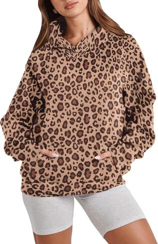 Ythomm Womens Cheetah Print Hoodie Oversized Leopard Graphic Fleece Hooded Sweatshirts Long Sleeve Pullover Tops With Pocket in Saudi Arabia