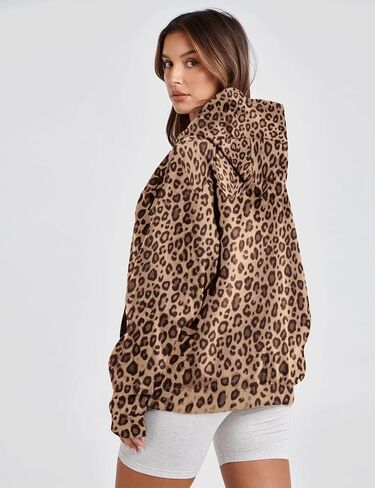 Ythomm Womens Cheetah Print Hoodie Oversized Leopard Graphic Fleece Hooded Sweatshirts Long Sleeve Pullover Tops With Pocket in Saudi Arabia