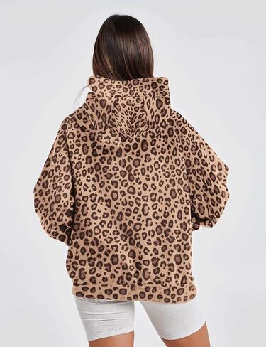 Ythomm Womens Cheetah Print Hoodie Oversized Leopard Graphic Fleece Hooded Sweatshirts Long Sleeve Pullover Tops With Pocket in Saudi Arabia