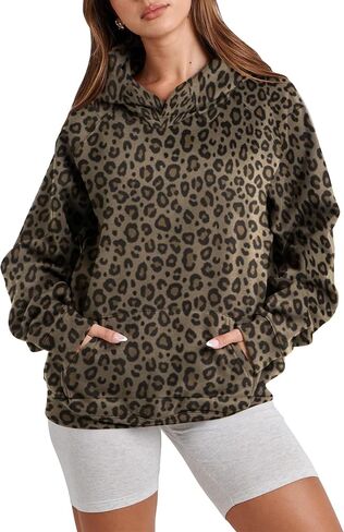 Ythomm Womens Cheetah Print Hoodie Oversized Leopard Graphic Fleece Hooded Sweatshirts Long Sleeve Pullover Tops With Pocket in Saudi Arabia