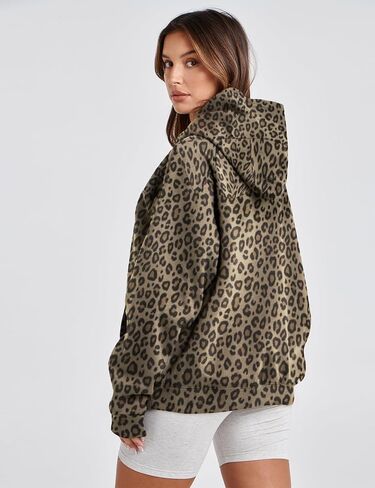 Ythomm Womens Cheetah Print Hoodie Oversized Leopard Graphic Fleece Hooded Sweatshirts Long Sleeve Pullover Tops With Pocket in Saudi Arabia