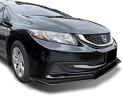5pcs Combo Front Bumper Body Kit Lip + Side Skirt Extensions Diffuser Compatible with 2013-2015 Honda Civic Sedan 2014 (Unpainted Black) in Saudi Arabia