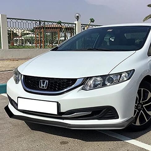 5pcs Combo Front Bumper Body Kit Lip + Side Skirt Extensions Diffuser Compatible with 2013-2015 Honda Civic Sedan 2014 (Unpainted Black) in Saudi Arabia