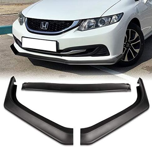 5pcs Combo Front Bumper Body Kit Lip + Side Skirt Extensions Diffuser Compatible with 2013-2015 Honda Civic Sedan 2014 (Unpainted Black) in Saudi Arabia