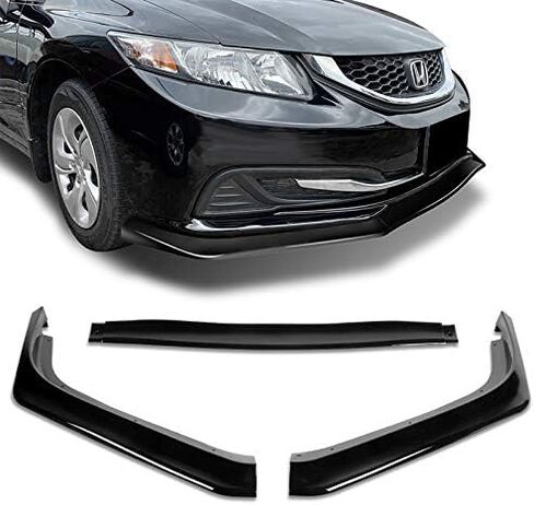 5pcs Combo Front Bumper Body Kit Lip + Side Skirt Extensions Diffuser Compatible with 2013-2015 Honda Civic Sedan 2014 (Unpainted Black) in Saudi Arabia