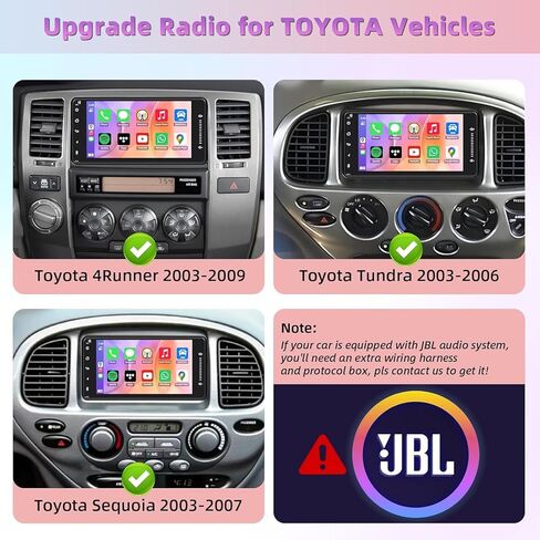 4G+64G ترقية الراديو سيارة لتويوتا 4Runner 2003-2009 ، Tundra 2003-2006 ، Sequoia 2003-2007 ، وحدة الرأس مع CarPlay/Android Auto ، Bluetooth ، كاميرا احتياطية ، التحكم في عجلة القيادة ، GPS ، راديو FM in Kuwait