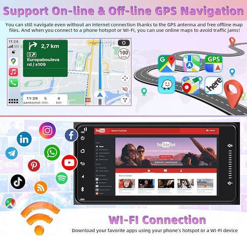 4G+64G ترقية الراديو سيارة لتويوتا 4Runner 2003-2009 ، Tundra 2003-2006 ، Sequoia 2003-2007 ، وحدة الرأس مع CarPlay/Android Auto ، Bluetooth ، كاميرا احتياطية ، التحكم في عجلة القيادة ، GPS ، راديو FM in Kuwait