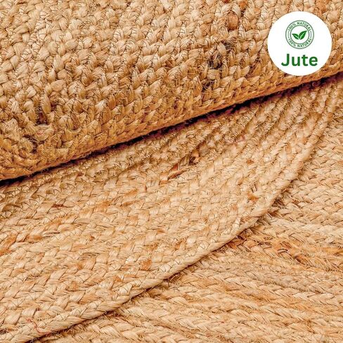 Handcrafted Jute Braided Rug 6 Feet Round - 100% Natural Jute Area Rug - Rustic Farmhouse Boho Accent Rug for Living Room Bedroom Kitchen Entryway Reversible Handwoven Floor Rug in Saudi Arabia