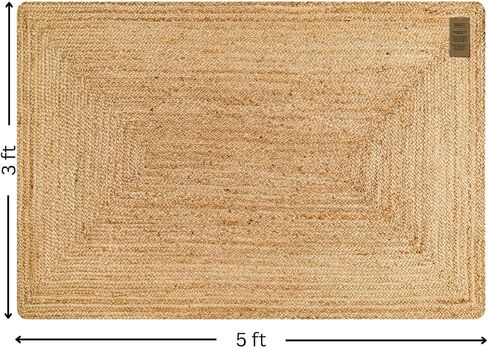 Handcrafted Jute Braided Rug 6 Feet Round - 100% Natural Jute Area Rug - Rustic Farmhouse Boho Accent Rug for Living Room Bedroom Kitchen Entryway Reversible Handwoven Floor Rug in Saudi Arabia