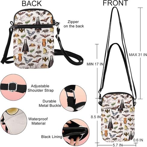 G2TUP Bat Crossbody Bag Bat Themed Gifts Bat Species Gifts Vampire Bat Gift Bat Lover Shoulder Bag in Saudi Arabia