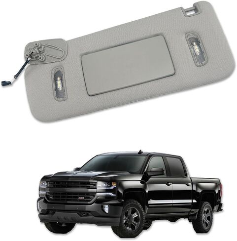 Left Side Sun Visor with LED Light Makeup Mirro Fit for 2015-2019 Cadillac Escalade, Chevrolet Silverado/Suburban/Tahoe, GMC Sierra Denali/Yukon/XL, 22870346, 23198866, 23459655, 23459654, 84247192 in Saudi Arabia